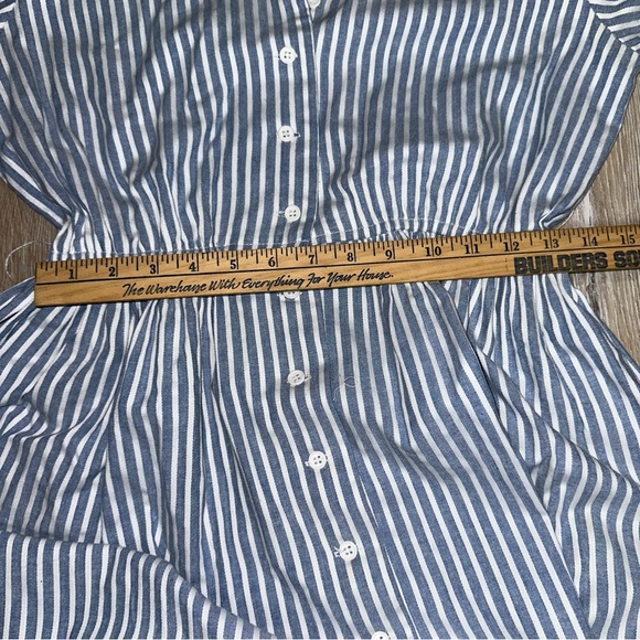 Vintage Sunshine Valley Women's Striped Button Up Dress Balloon Sleeves Midi USA - Picture 11 of 14